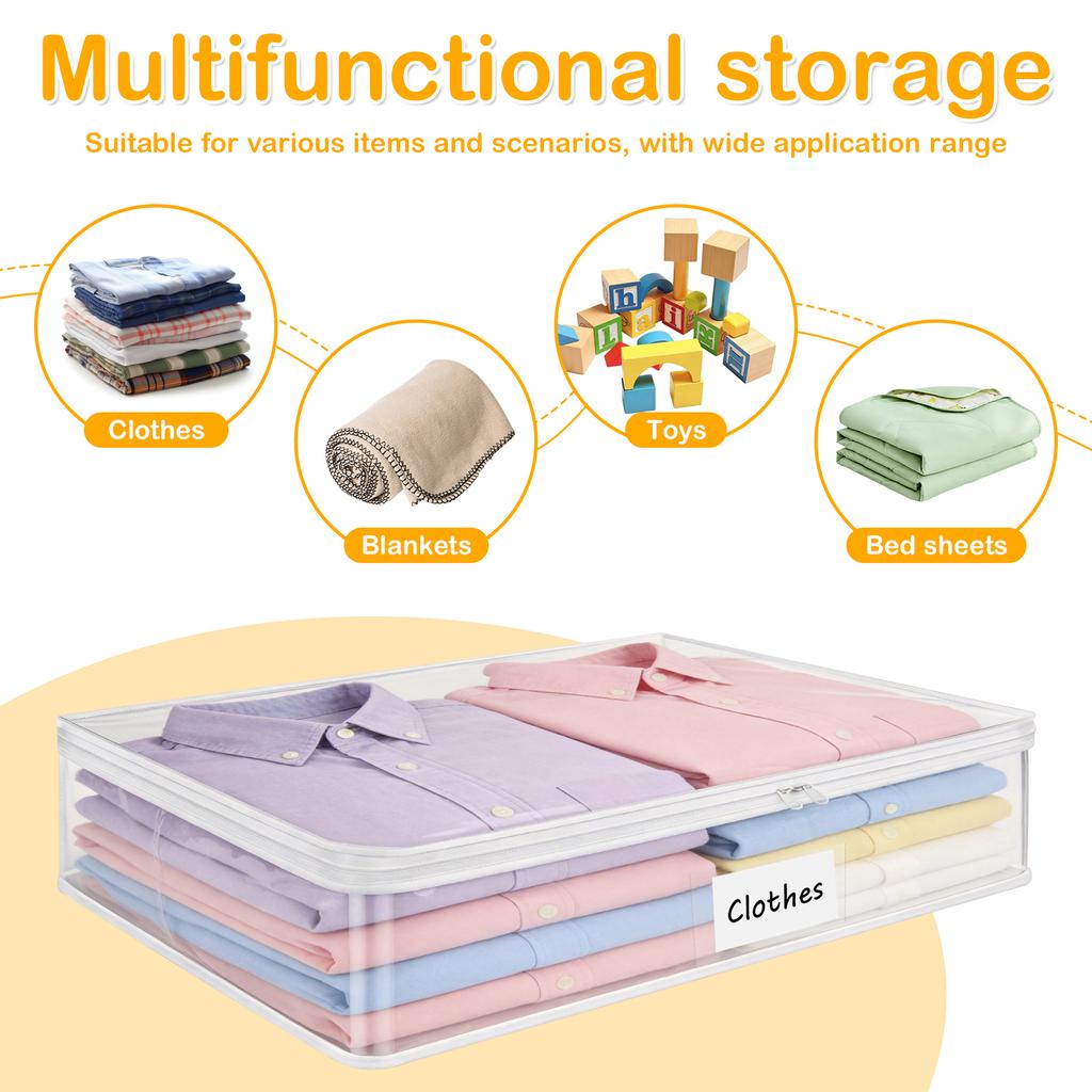 6Pcs Blanket Storage Bag Clear Zippered PVC Waterproof Clothing Quilt Building Blocks Small Toys Organizer Bag Travel Foldable