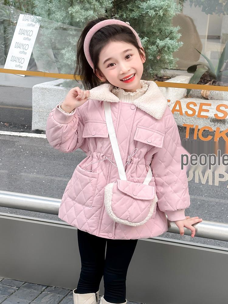 Girls' 2025 Fleece-lined Winter Coat: New Thickened Cotton Jacket for Autumn & Winter
