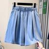 Women's Lightweight Tencel Denim High-Waist Loose Shorts - Summer Ice Silk 5-Point Pants Plus Size