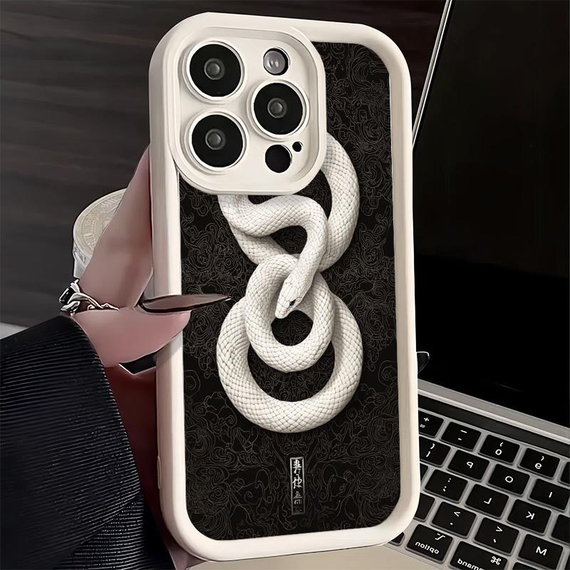 Black Snake Doodle Phone Case for iPhone 16 17 Air 16E 15 Pro Max 14 Plus 13 12 Mini Capa Soft Shell Silicone Funda