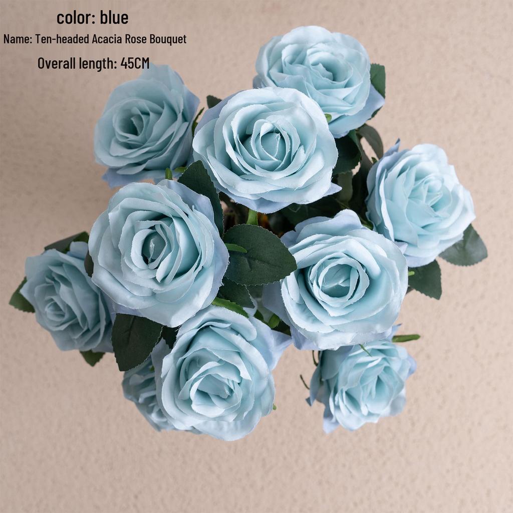 10-Head Rose Bouquet Faux Flowers for Home & Wedding Decor - Clearance Sale