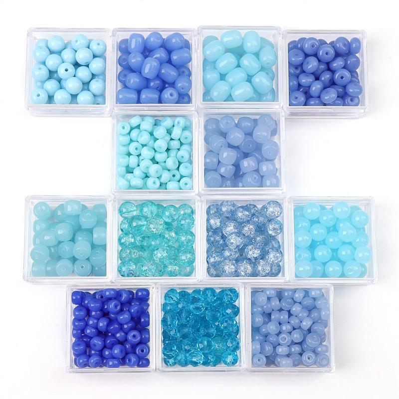 20pcs Blue Color Crystal Glass Loose Space Beads for Bracelet Necklace DIY Jewelry Craft Making Beads
