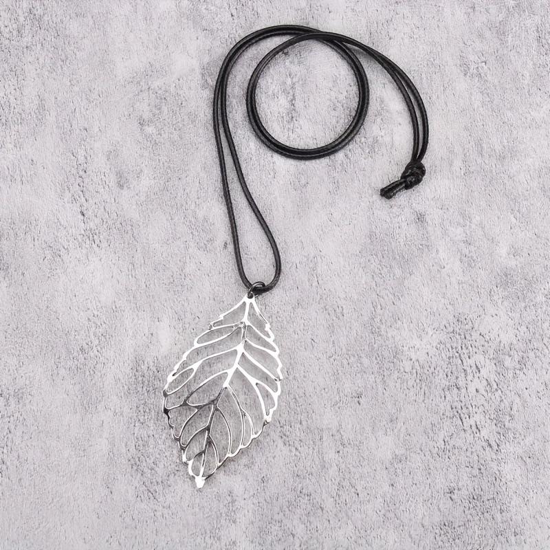 Модное европейское и американское ожерелье в стиле «лист» серебряный