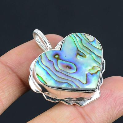 Abalone Shell Gemstone Pendant Solid 925 Sterling Silver Pendant Jewelry Gift For Unisex