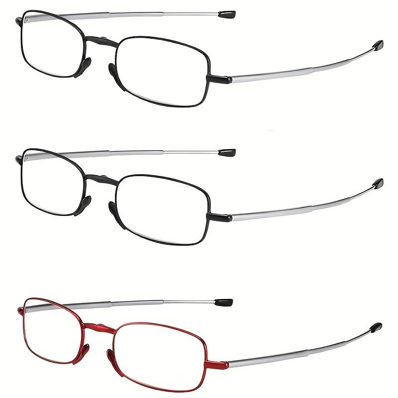 1 3-piece Set Men Women Reading Glasses Foldable Portable with Zipper Pocket and Foot Antenna