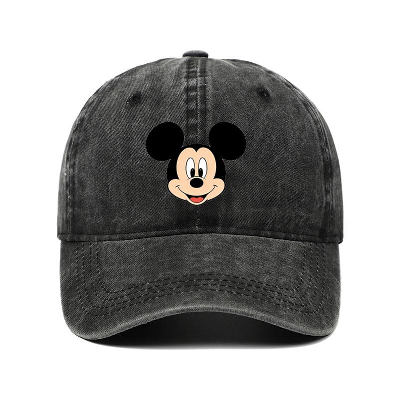 Retro Washed Mickey Mouse Print Baseball Cap Men Women Vintage Kpop Snapback Cap Adjustable Breathable Trucker Hat Sunscreen Hat