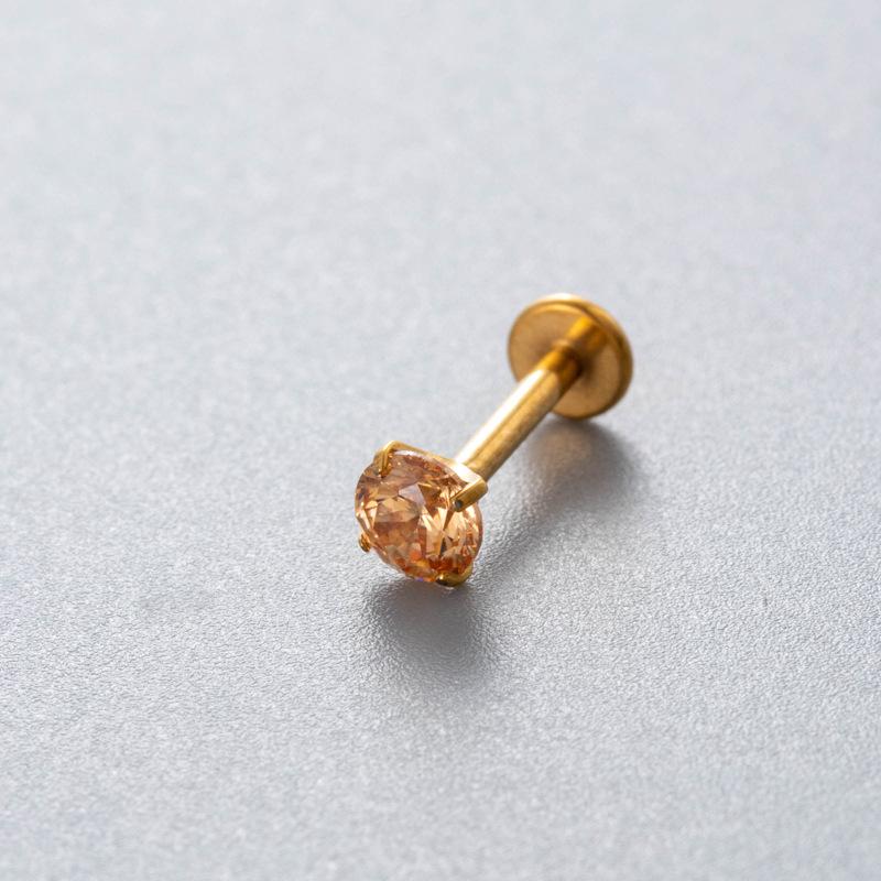 Colored Cubic Zirconia Inlaid Titanium Labret Stud (1.2*8mm) for Cartilage, Tragus, or Conch Piercing