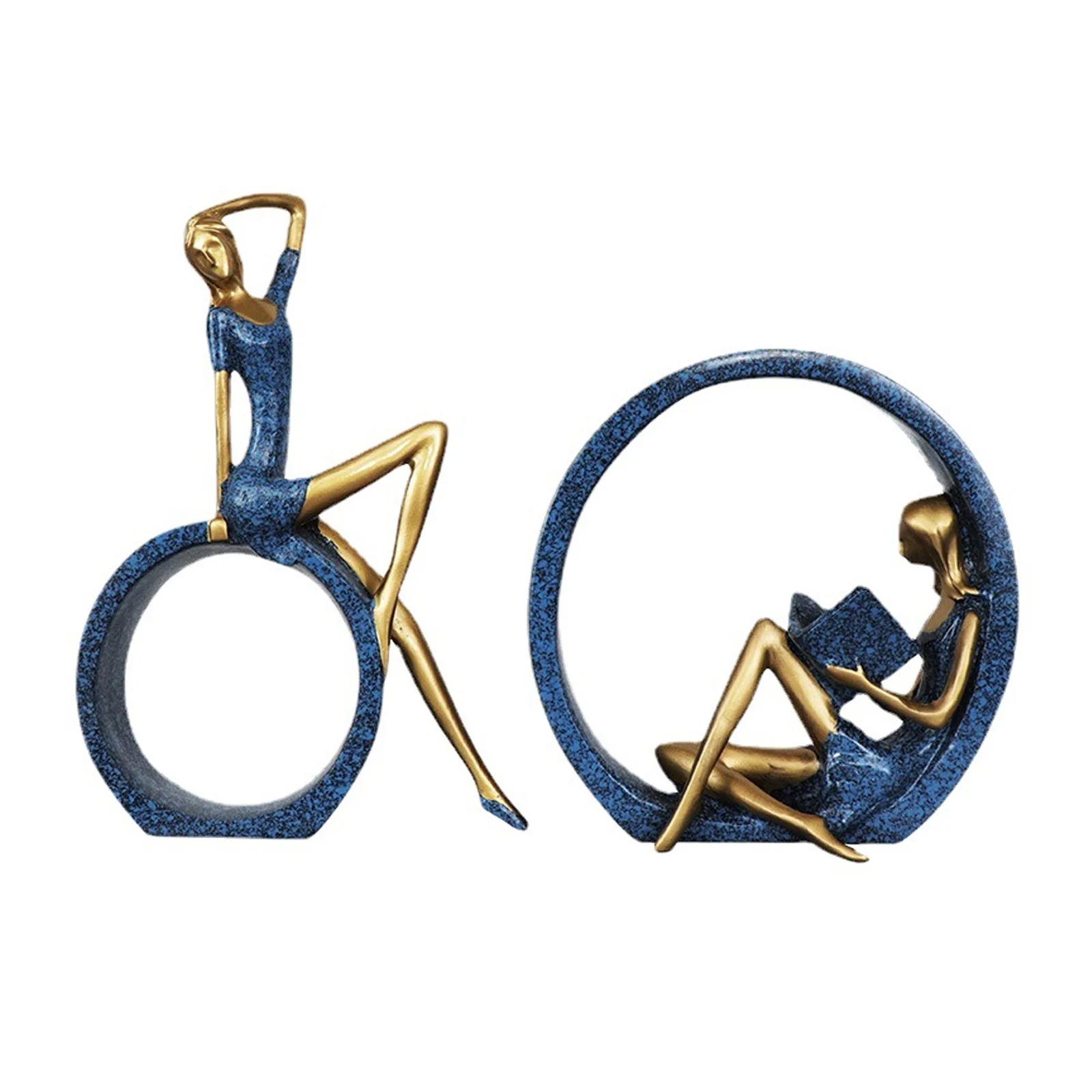 

2 шт., фигурка девушки-йоги, читающая статуя девушки, украшение для рабочего стола, офиса, спальни, гостиной