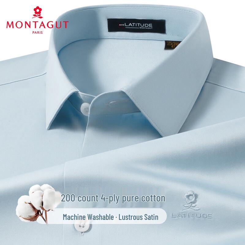 

MONTAGUT Men s 200TC 4-Ply Cotton Non-Iron Satin Dress Shirt 41