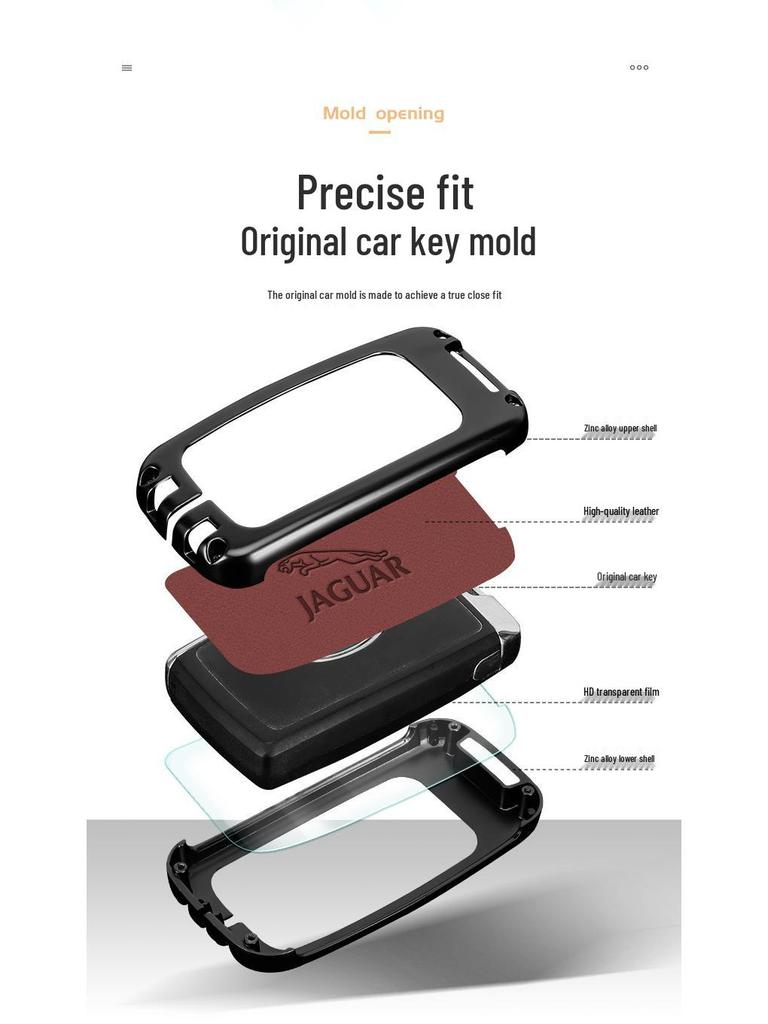 Jaguar XFL/XEL/XJL/F-Pace/F-Type Key Case with Buckle - Premium Car Key Remote Holder