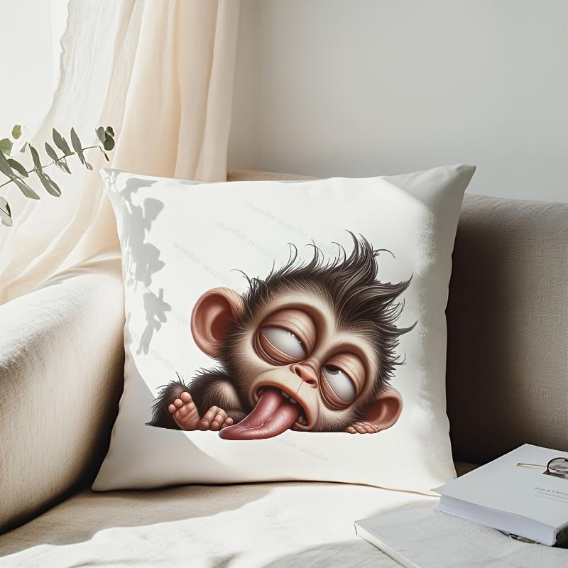 1Pc Fun Monkey Square Cushion Covers Living Room Print Cozy Chair Pillowcase Bedroom Sofa Pillow Covers Home Decor
