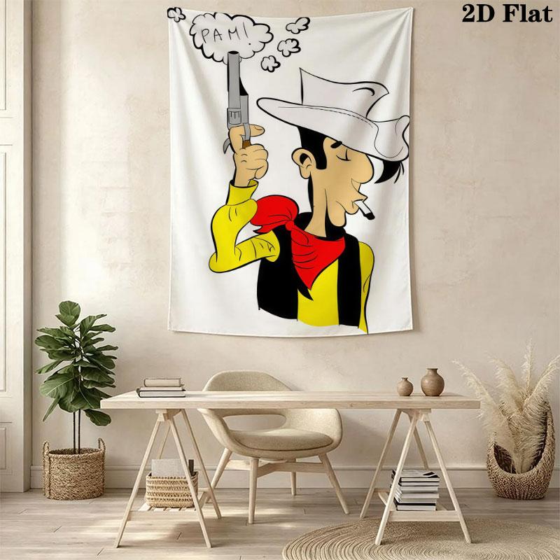 Lucky Luke Soul Wall Tapestry Aesthetic Wall Hanging Printed Fabric Blanket Decorative Tapestries for Bedroom Living Room Home Decor