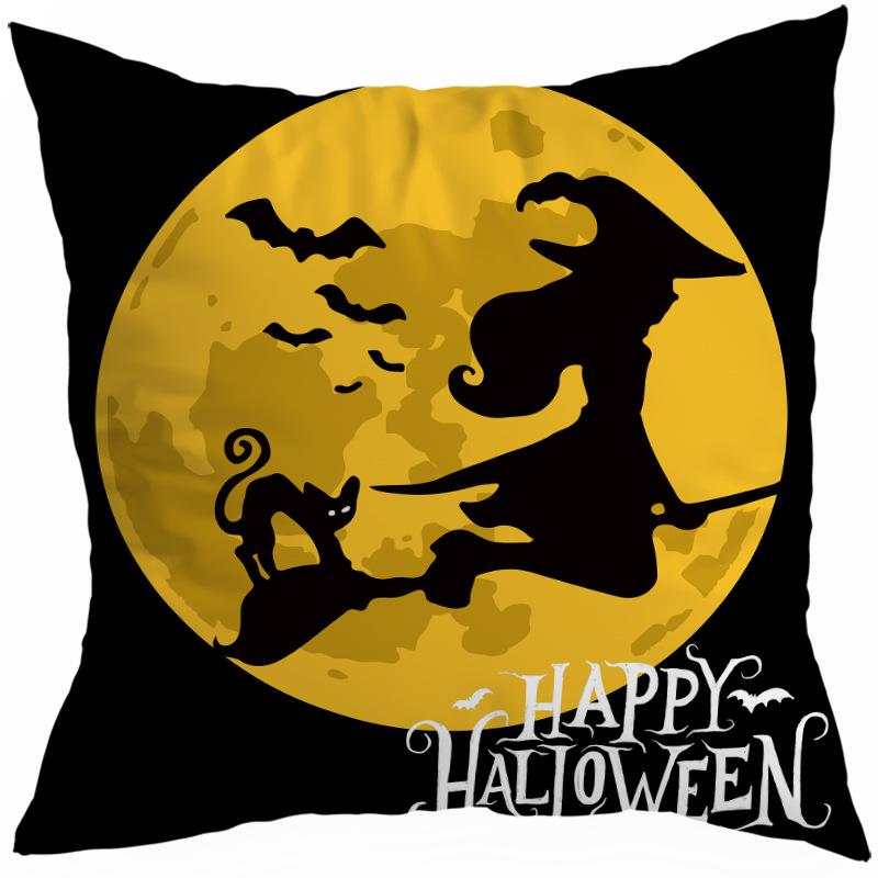 Halloween Horror Pumpkin Witch Moon Decorative Pattern Pillow Cover Bedroom, Living Room, Sofa, Cinema, Car Throw Pillow Cover