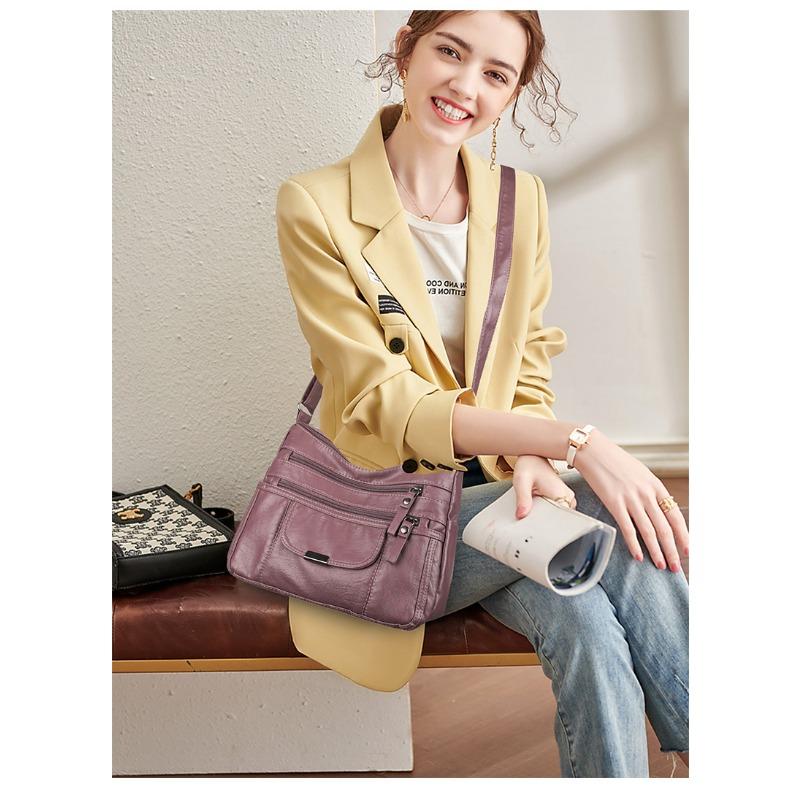 Vielseitige Schulter-Crossbody-Tasche aus weichem Leder