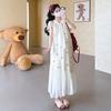 2026 Summer Korean Style Cherry Embroidery Ribbon Maternity Dress - Fashionable and Age-Defying