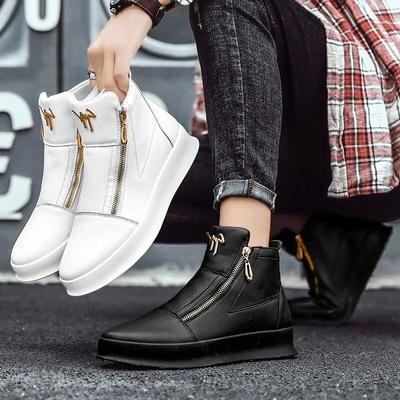 Designer Luxury Shoes Men White Casual Sneakers Streetwear High Top Sneakers Men Fashion Zipper Platform Hip Hop Men Shoes