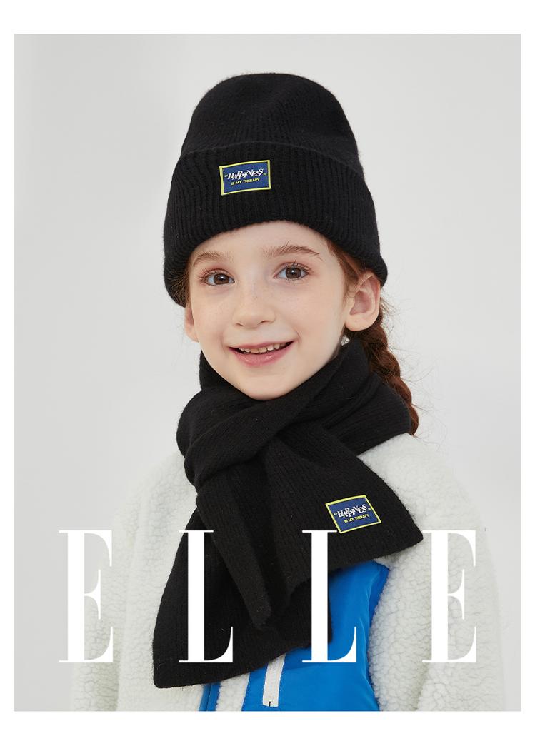 ELLE 100% Sheep Wool Children's Color Code Wool Knitted Series Collection Cold Hat/Scarf