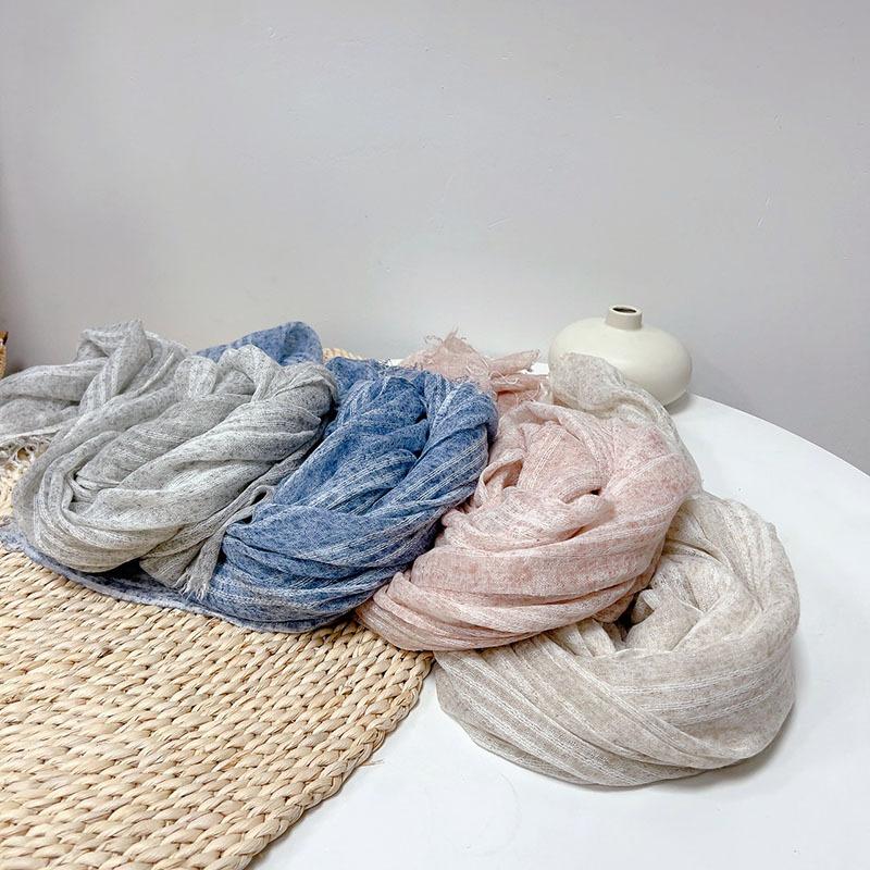 Korean version retro color wool scarf for women dual-use winter warm s shawl lady wrap tassel scarf