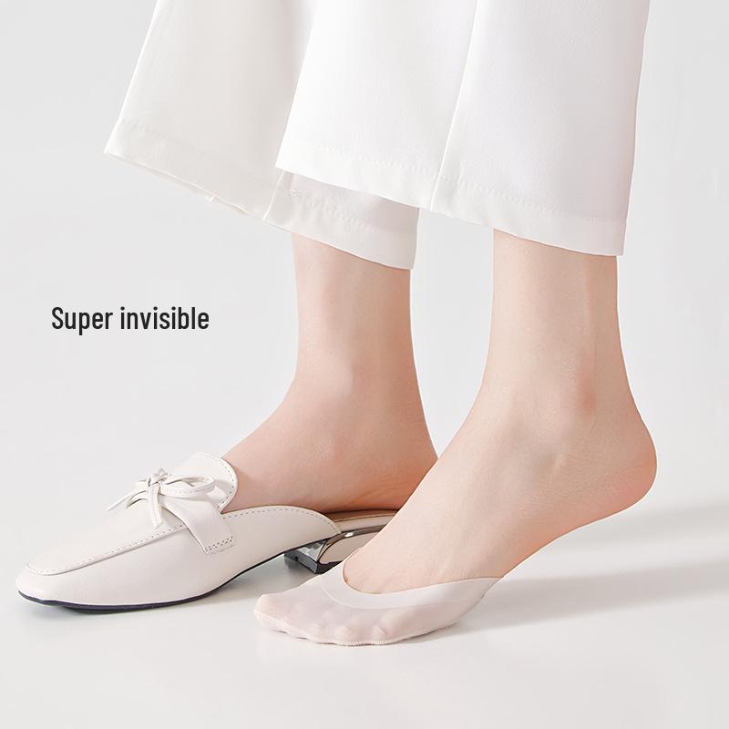 Women's Low-Cut Cotton Half-Sole Boat Socks - Summer Thin, Non-Slip, Invisible for High Heels