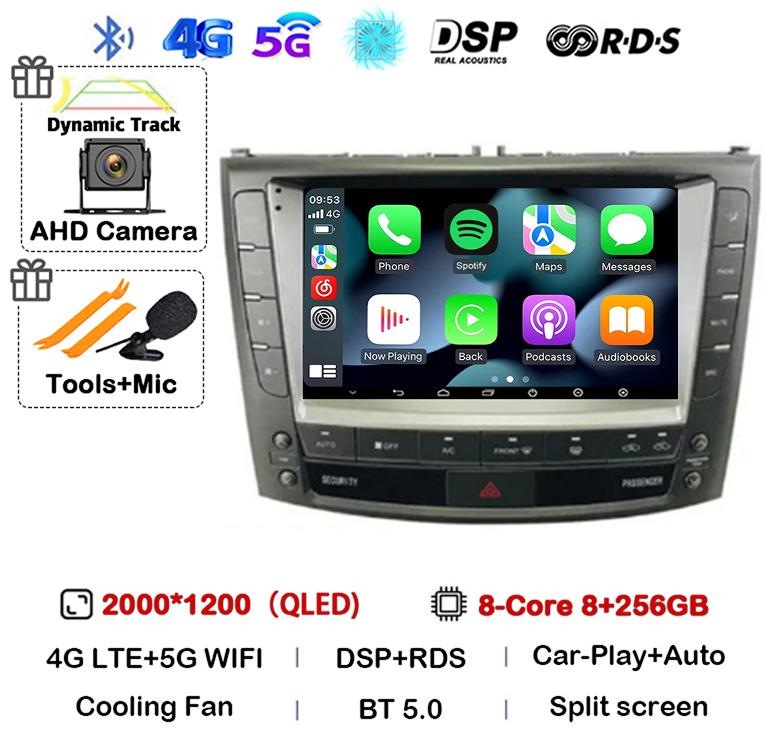 Android 14 Carplay Auto For Lexus IS250 IS300 IS200 IS220 IS350 2005 - 2012 Car Radio Multimedia Stereo Video Player 360 Camera