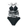 Women Sexy Bikini Set Solid Color Cross Strap Two Piece Swimsuit Beachwear Swimwear for Summer Pool Party
