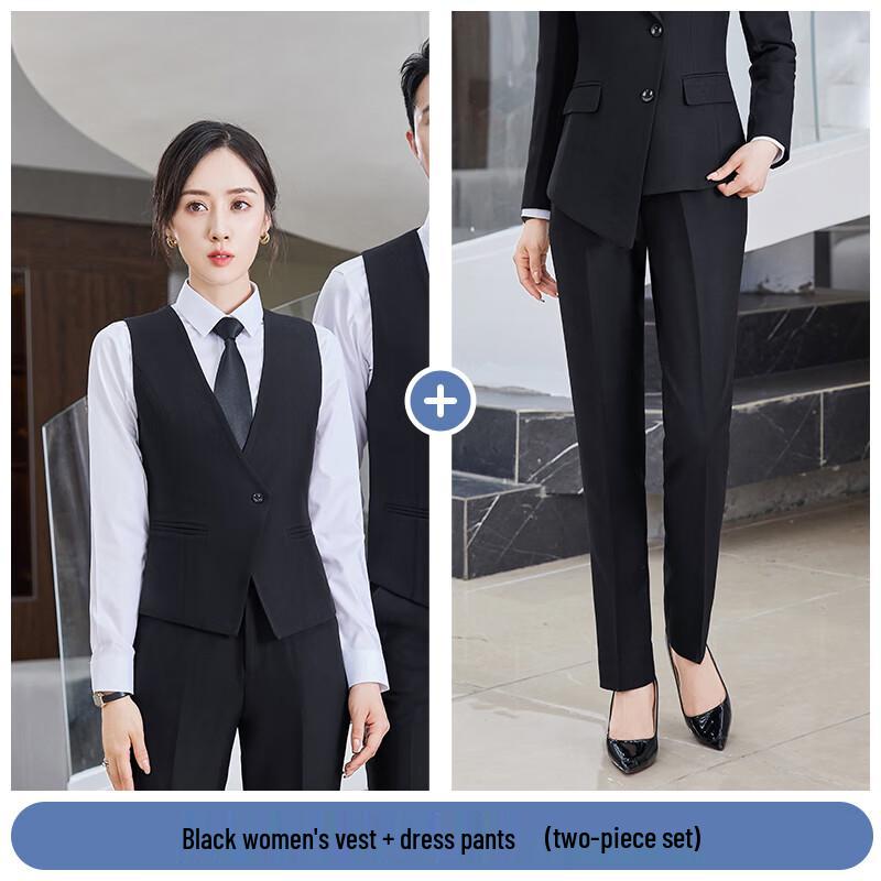 Teluoman Unisex Business Formal Stretch Vest Suit