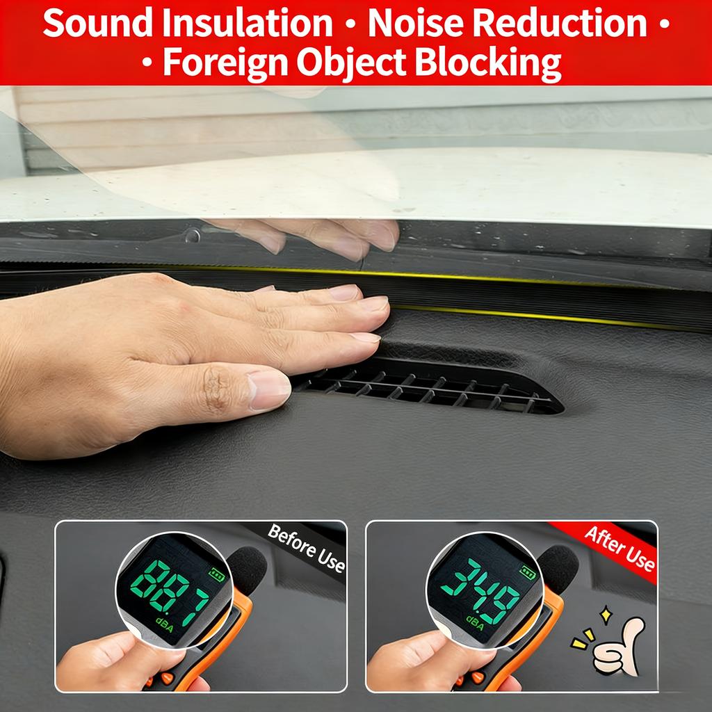 1.6m Car Dashboard Sealing Strip Noise Sound Insulation Rubber Strips Front Windshield Gap Strip Auto Universal Seal Accessories