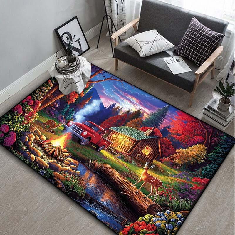 

Moonlight Lake Cabin Area Rug, Canoe Scenery Floor Mat 40x60cm( 15x23in )