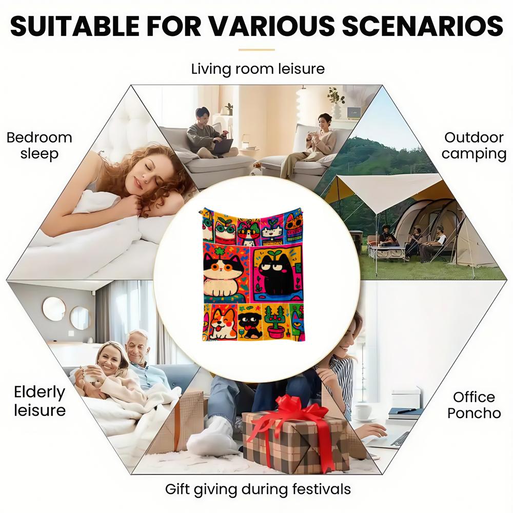 Animal Flannel Thin Blanket Blanket Picnic Bed Sofa Blankets Family Bedroom Children's Room Napping Blankets Fluffy