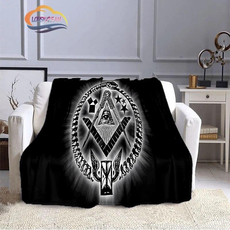 Fashion Patterns Masonic Portable Sofa Blanket Freemason Flannel Warm Four Seasons Camping Blanke Freemasonry Multi Size Blanket