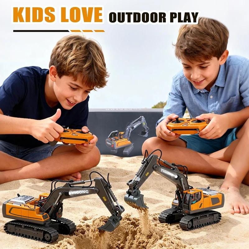 High-quality 15/17 CH Alloy Remote Control Excavator 2.4G RC Crawler Engineering Vehicle Toy for Kids Christmas Birthday Gift
