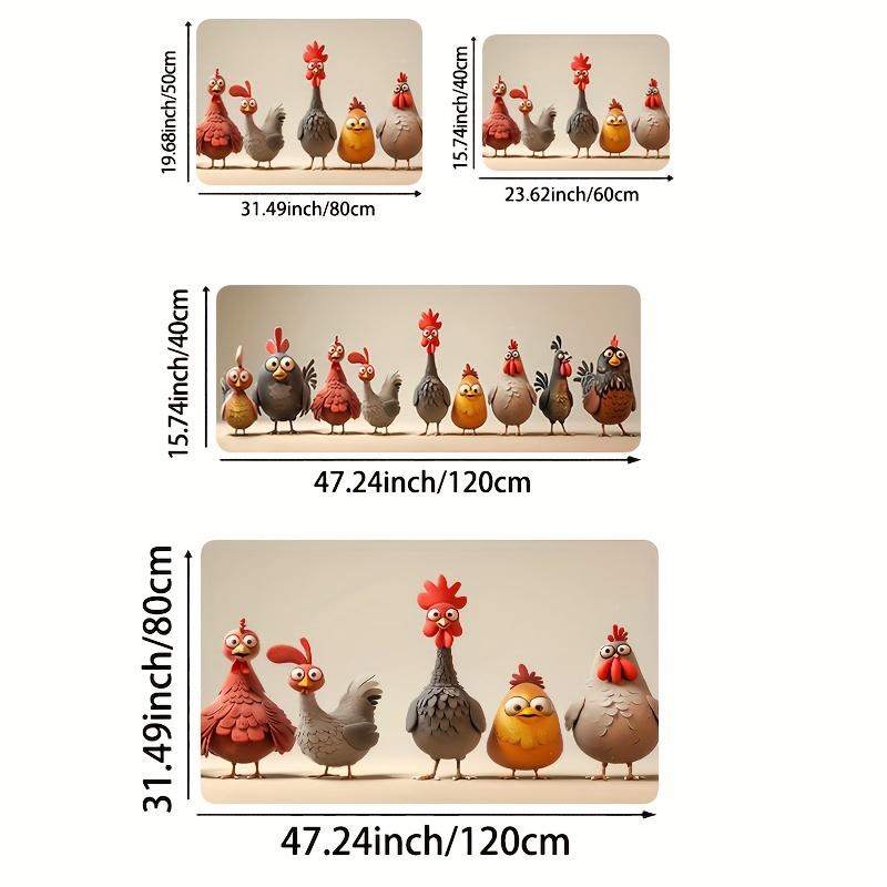 1pc Fun Cartoon Chicken Non-Slip Kitchen Mat - Machine Washable, Indoor/Outdoor Rug for Dining Bathroom Decor