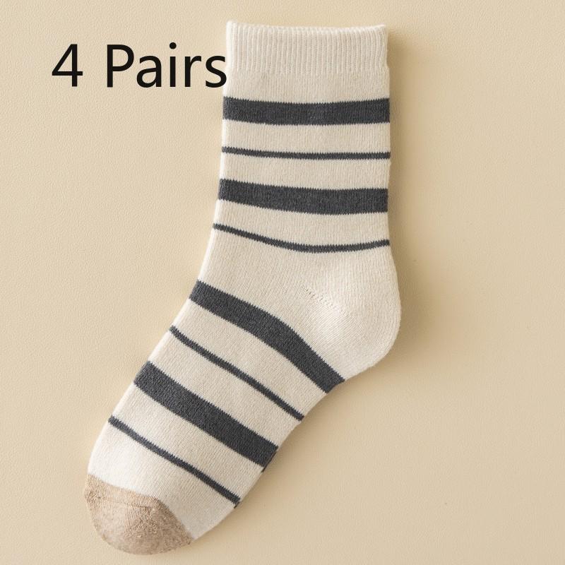 

4 пары Зимних Женских Носков до середины икры с флисом и уплотнением, Теплые и Милые Мультяшные Носки-петли 4 pairs