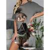 Summer Fashion Comfortable Breathable Round Neck Short Sleeved Dresses Women Cartoon Cute Portrait 3d Print Plus Size Loose Dresses