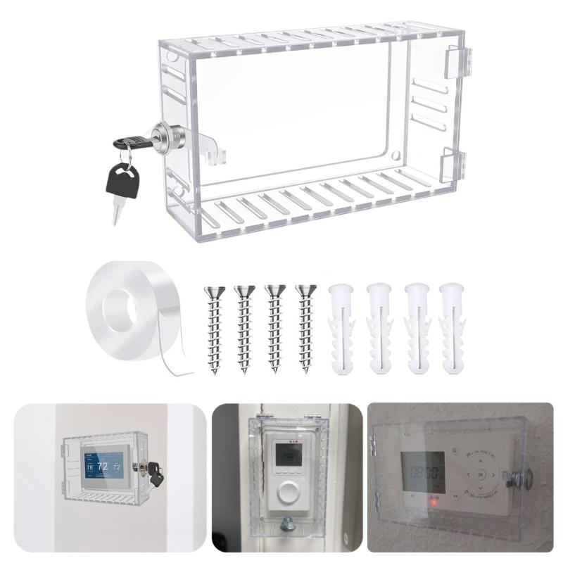 Clear Thermostat Lock Box With Key Lockable Thermostat Protective Cover Replacement Guard for Thermostats On Wall