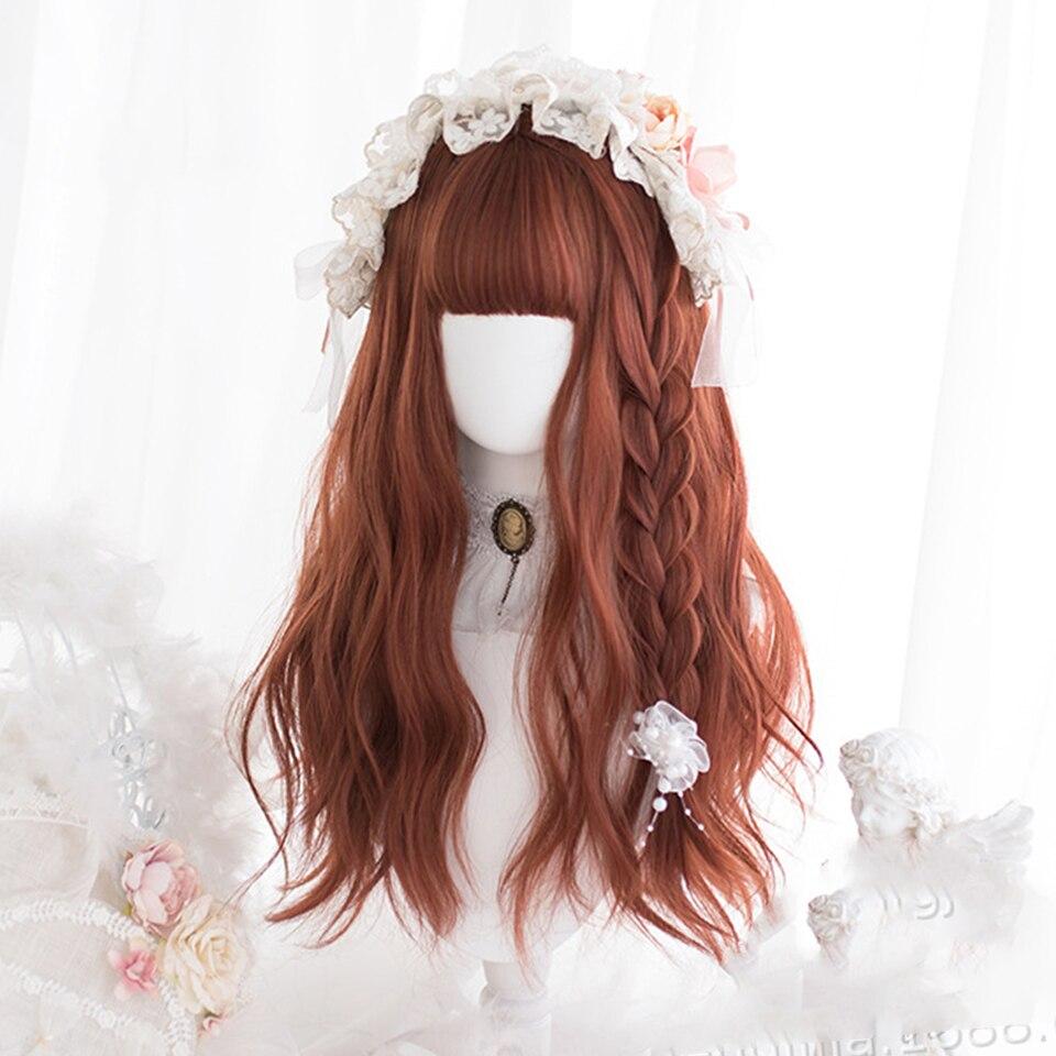 Halloween Long Curly Hair Lolita Wig Women's Synthetic Hair Heat-Resistant Fiber Red Blond Black Blue Pink Wig Cosplay LUPU