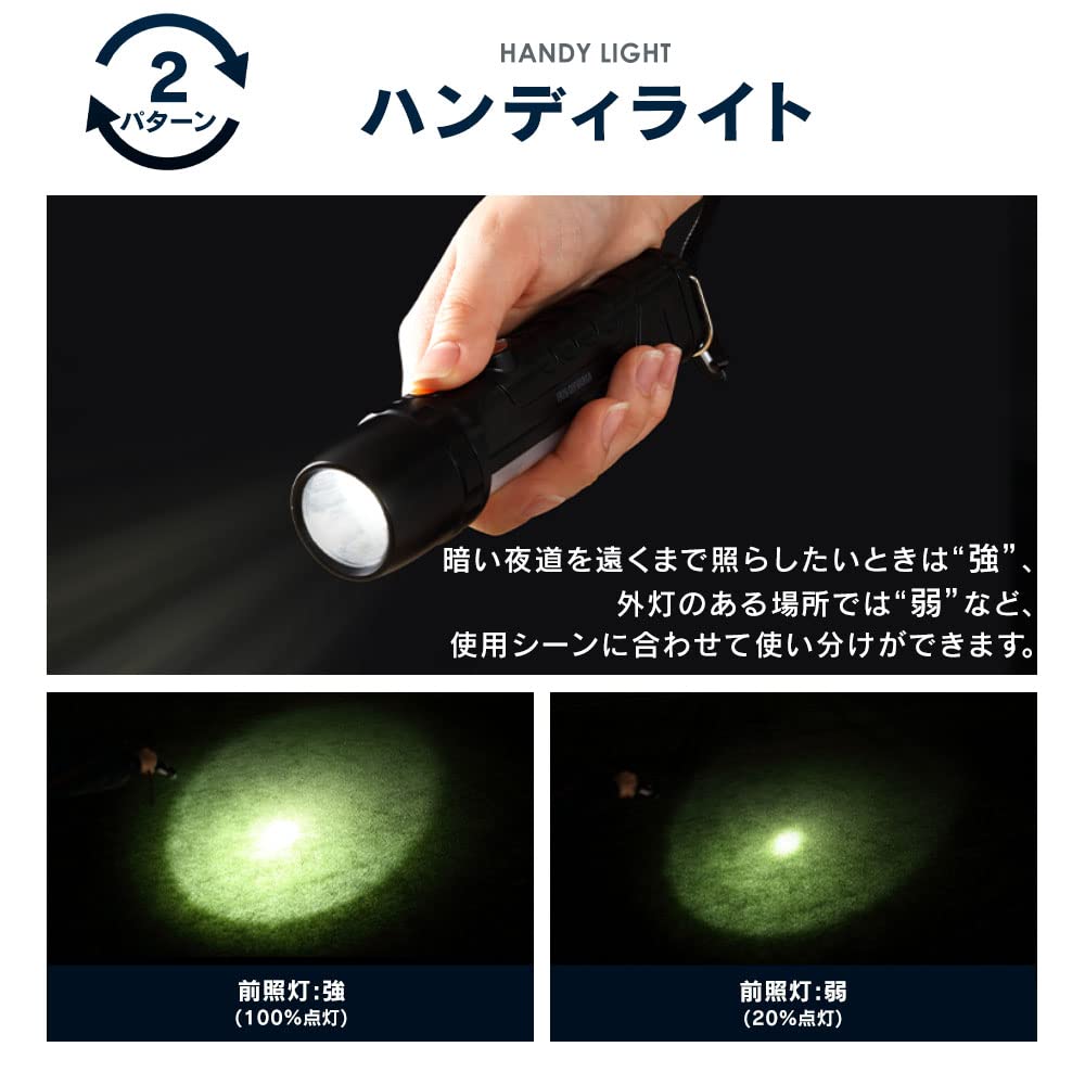 Iris Ohyama LED Handy Light Gray LED Flashlight Flashlight Handy Light Equipped with High Brightness Chip Zoom Adjustment Lightweight Compact Battery