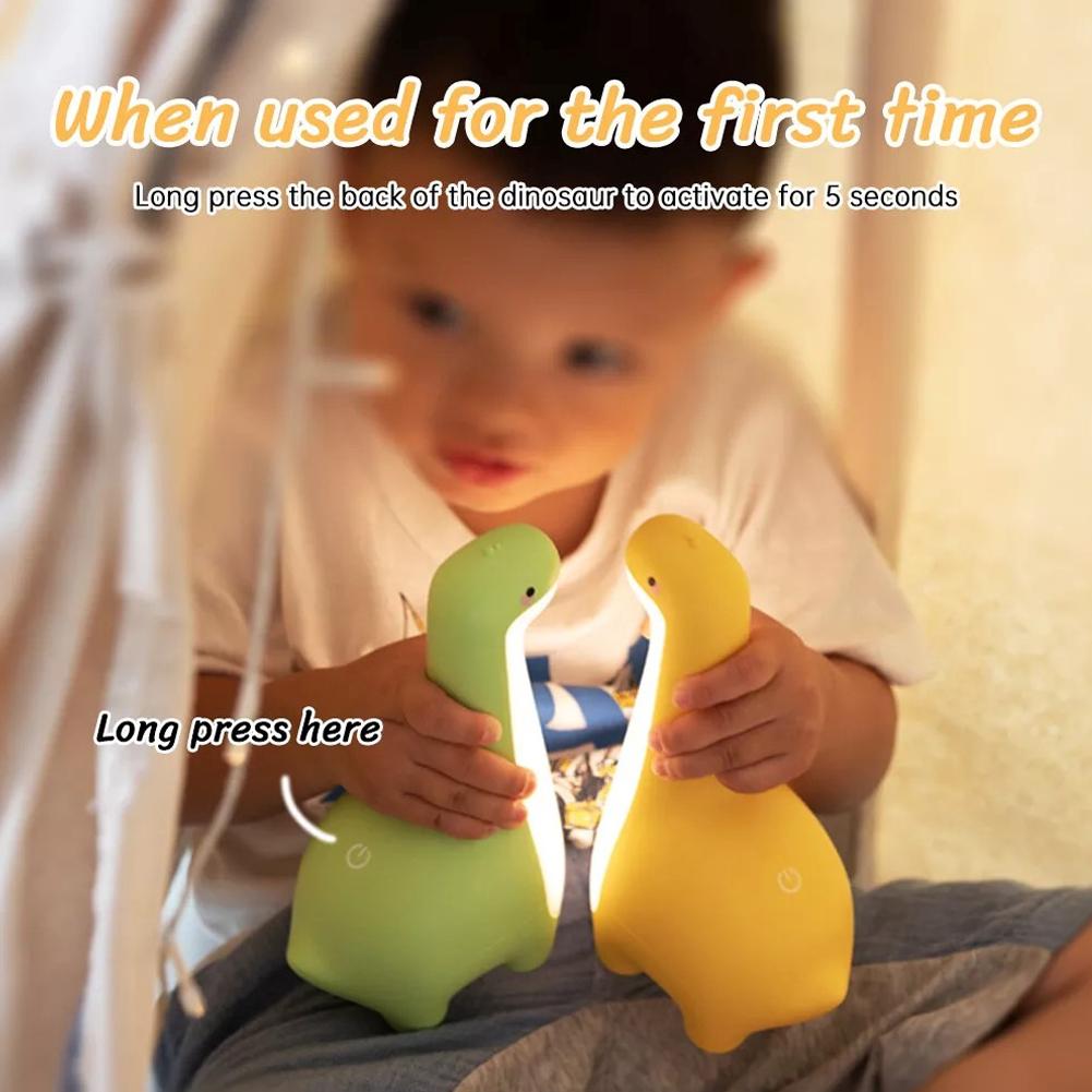 Dinosaur Night Light Cute Children's Night Light Eye Protection Bedside Timing Lamp USB Charging Room Decoration Children's Gift
