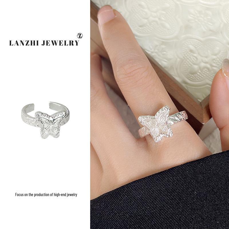 Bague chat Lanzhi en argent sterling 925 – Bijou de luxe léger pour index ouvert