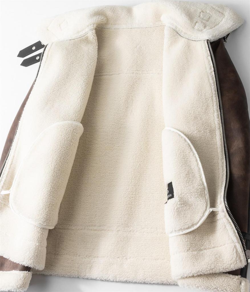 Herren 2024 Lammfelllederjacke: Herbst-/Winter-Stil mit Plus-Samt und Verdickungsmerkmalen.