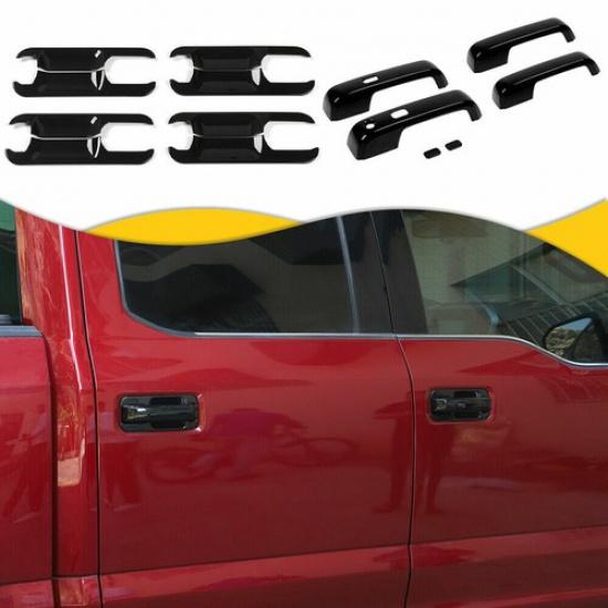 Exterior Door Handle & Door Handle Bowl Cover Trim For Ford F150 2015- Black