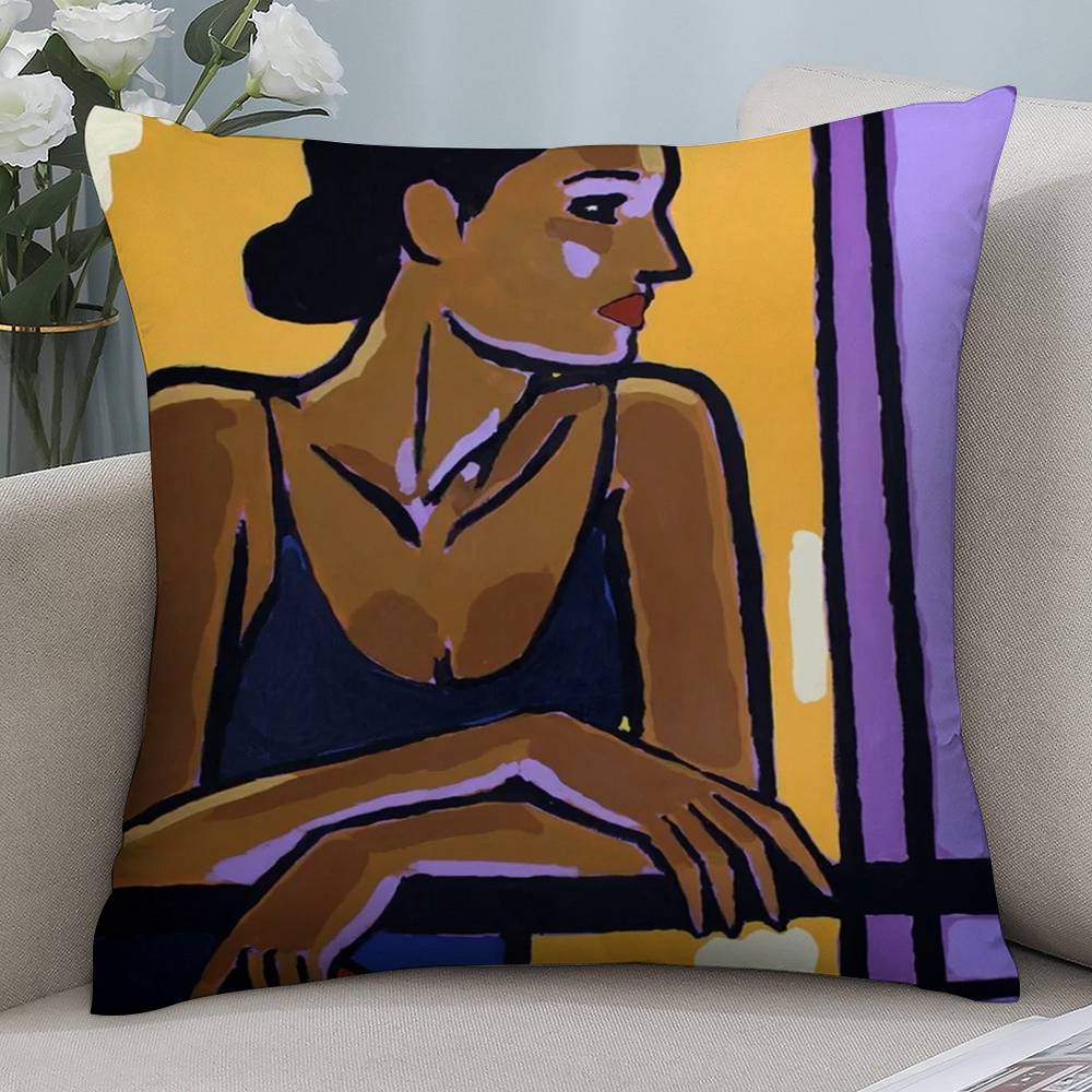 Artistic Life Woman Pillow Case Short Plush Double-sided Print Square Throw Pillow Covers Sofa Home Cushion Decor