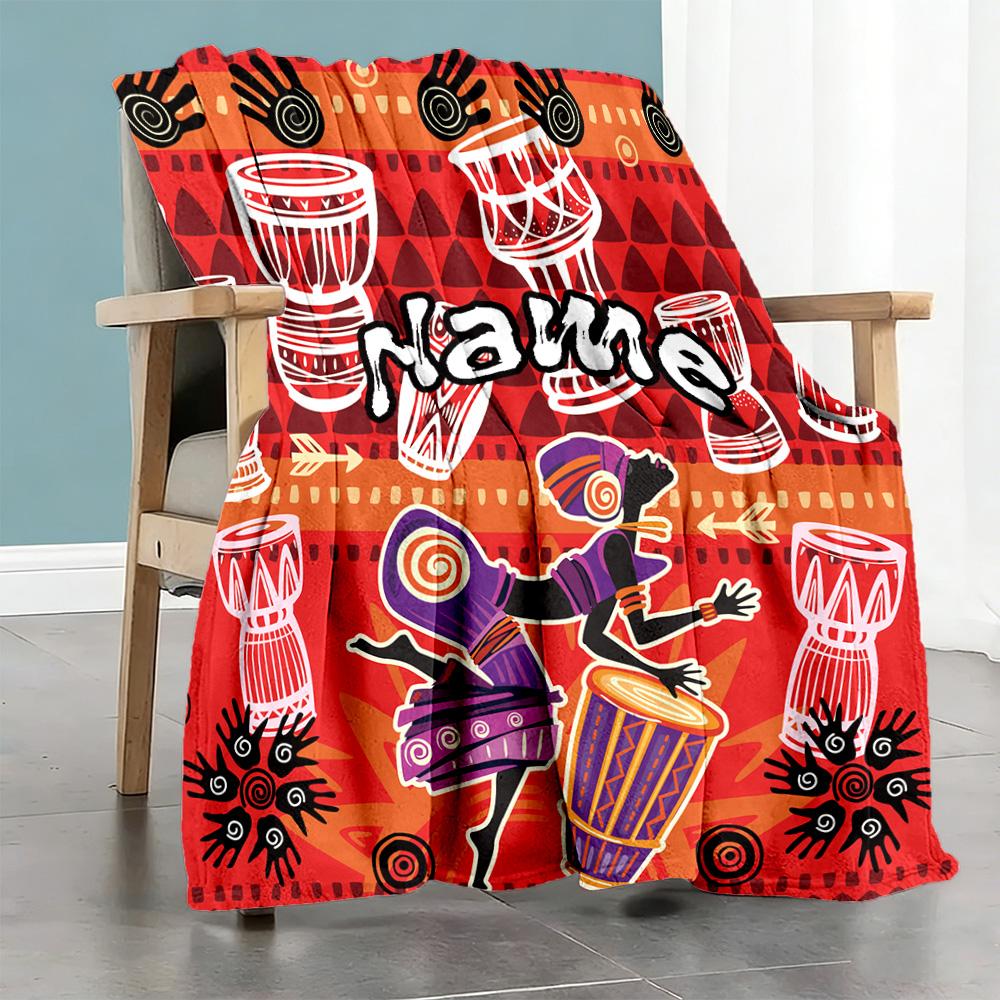 African Dance Customize Your Name Blanket Gift Customizable Blanket Soft & Cozy Versatile for Picnics Bedding Nap Sofa Four Seasons Multipurpose