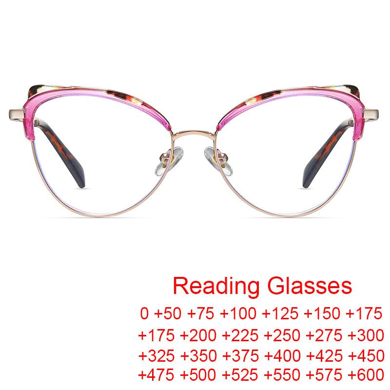 Fashion Cat Eye Presbyopia Glasses For Women Luxury Brand Vision Transparent Reading Glasses Antifatigue Computer Eyewear