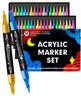 TOMSING Acrylic Marker Pen for Painting On and Handmade 36-Color Double-Tip Set, Water-Based, Non-Smearing, Layerable, Water-Resistant, Plastic,