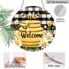 2D Flat, 1pc "Bee Welcome Plus" Monogrammed Round Metal Sign, Ideal for Home, Cafe, Restaurant, Garage, Garden Indoor and Outdoor Use, Event and