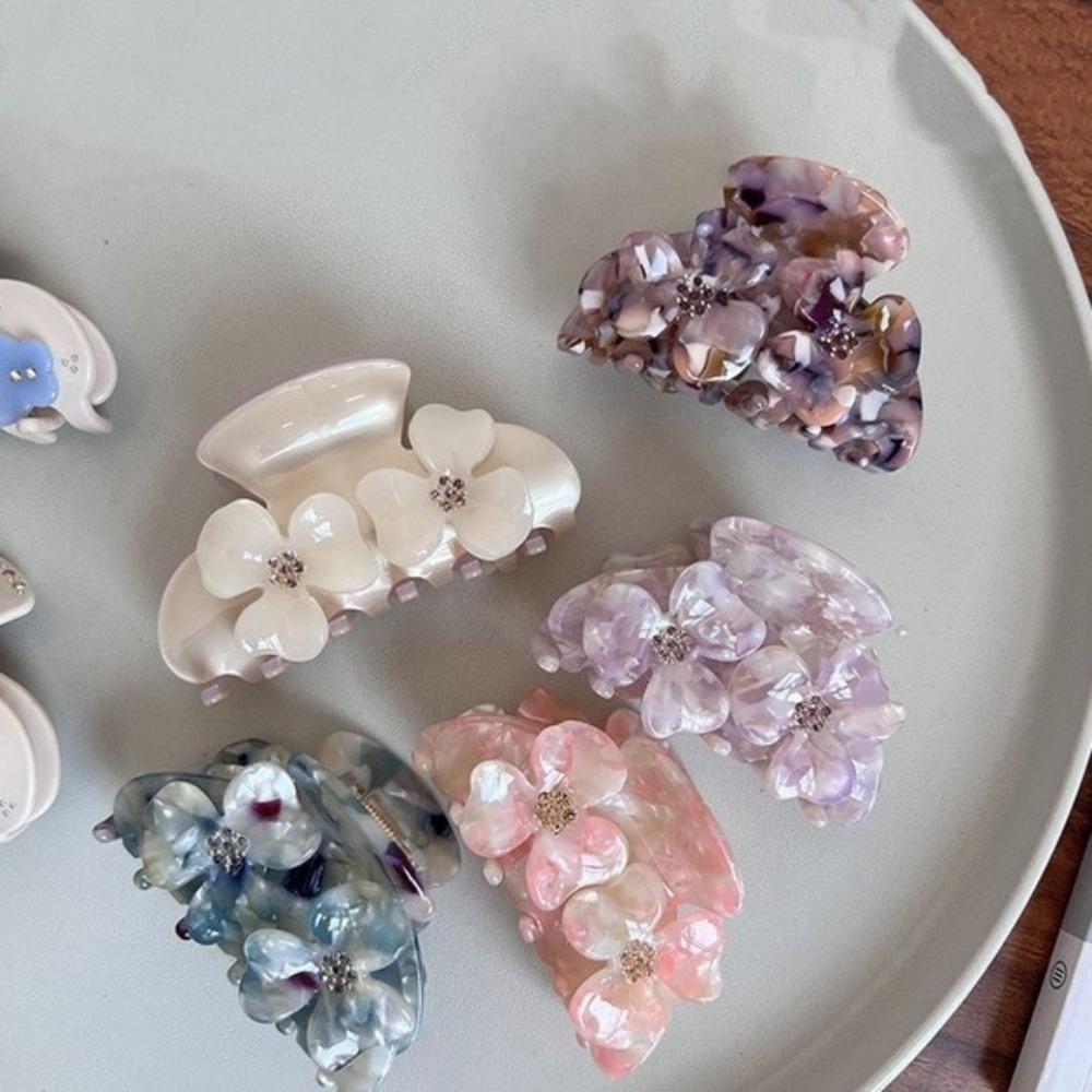 

Усовершенствованная заколка ручной работы в форме акулы из ацетата, заколка для волос с цветком циркона Модная заколка для волос с уксусной кислотой