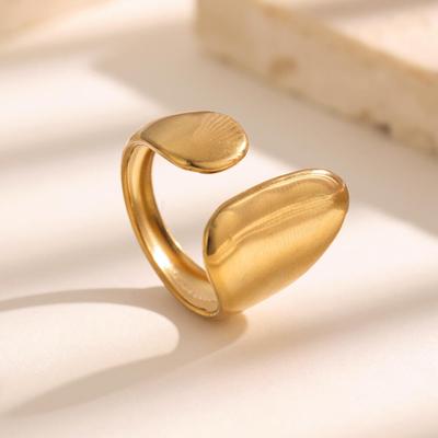 Retro Stainless Steel Smooth Rings for Women Men Punk Irregular Geometric Opening Ring 2026 Popular Waterproof Jewelry Gifts
