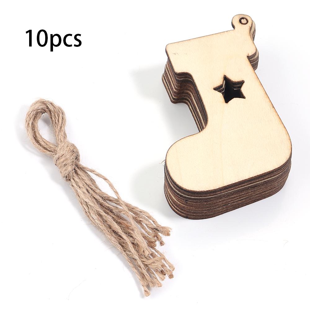 Wooden Christmas Hanging Ornaments Snowman Snowflake Bell shaped Pendant For DIY Craft Home New Year Christmas Tree Decoration