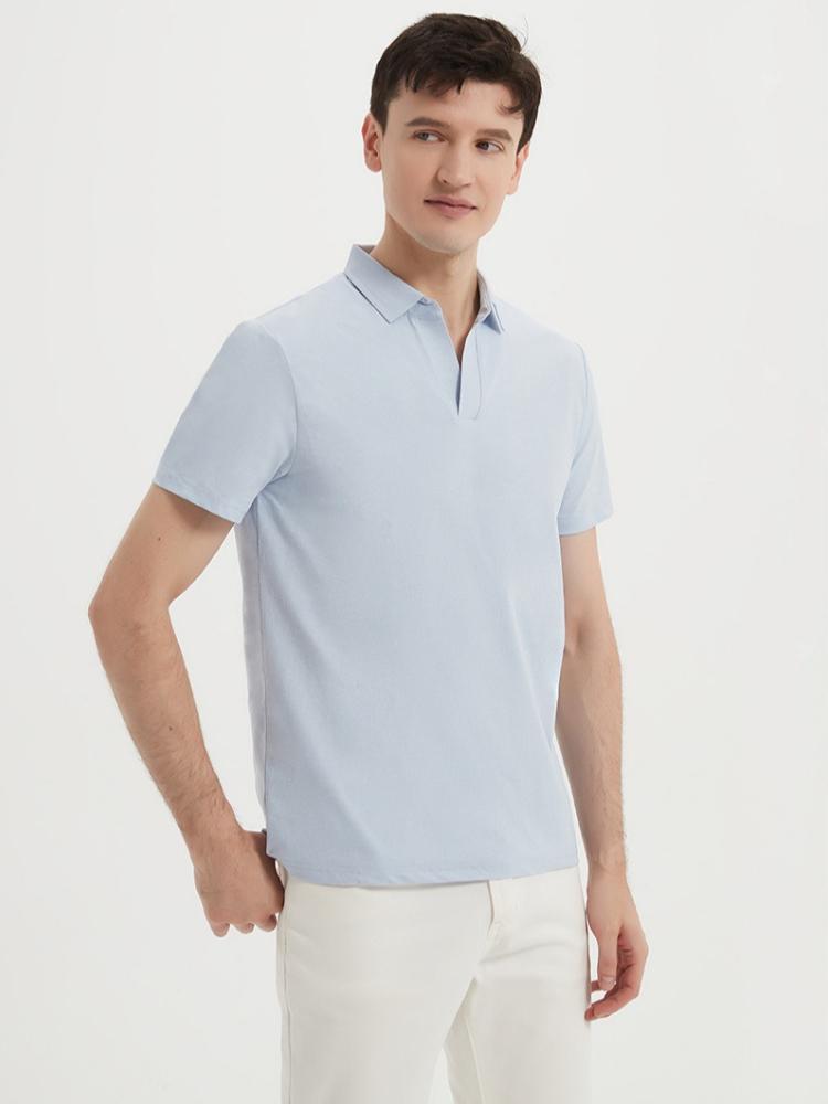 Sports Moisture-wicking Quick-dry Wrinkle-free Seagull-collar Short-sleeve Antibacterial Cool T-shirt Minimalist Lightweight Breathable T-shirt